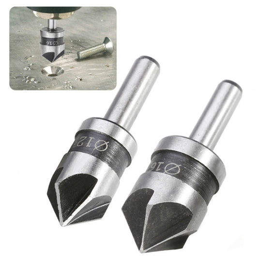 2 In 1 Round Handle 5 Blade Chamfering Woodworking Countersunk Drill Cone Drill, 5 Blade