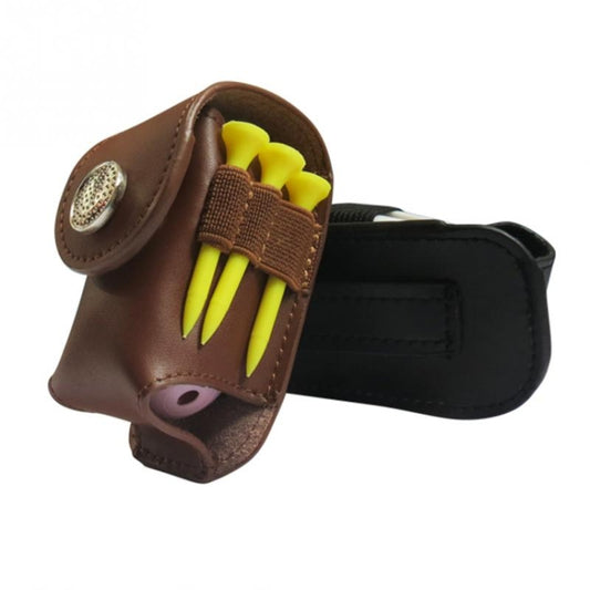 Portable Golf Ball Holder Waist Pouch Bag Leather Cool Golf Tee Bag Sports Accessory, Golf Ball Holder Black, Golf Ball Holder Brown