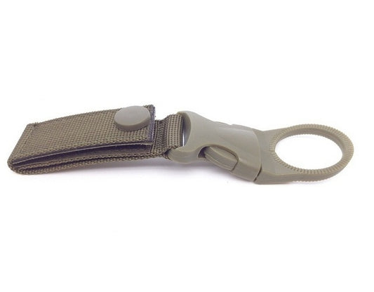 Army green webbing backpack hanger hook with carabiner ring and adjustable strap