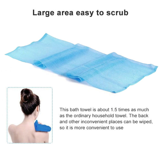 2 PCS Long Nylon Mesh Bath Shower Body Washing Clean Exfoliate Puff Scrubbing Towel Cloth Scrubbers Body Face Wash Cleaning Towel