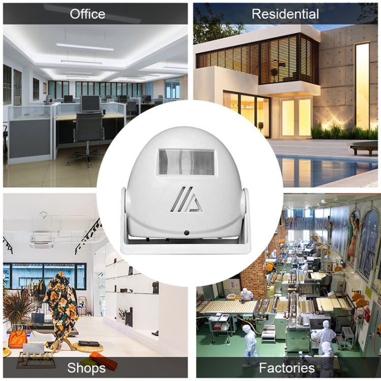 White wireless doorbell alarm for home or office, compact wall-mounted unit