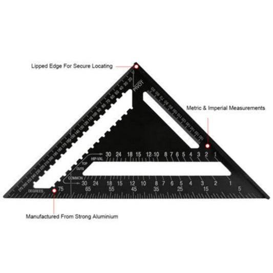 Angle Ruler Measuring Tool For Woodworking Square Layout Gauge, Angle Ruler 7 Inch Black Metric, Angle Ruler 12 Inch Black