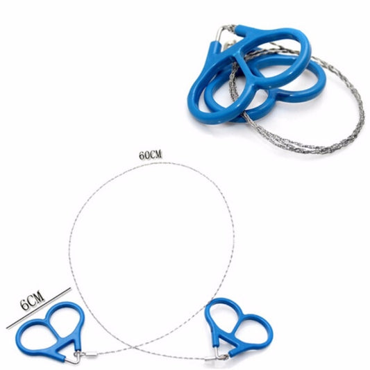 Outdoor Camping Hiking Pocket Saw Wire Travel Emergency Survive Tool Stainless Steel Wire Kits, Hand Saw (Blue)