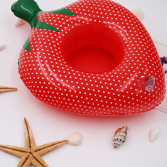 2 PCS Strawberry Shape Inflatable Coaster Floating Water Drink Cup Holder, Strawberry