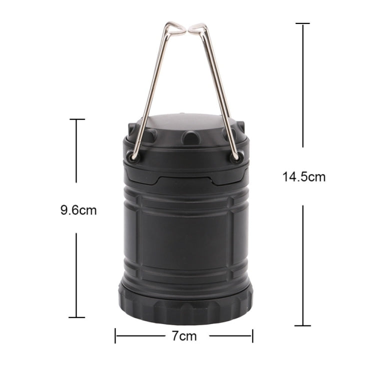 Black COB LED lantern dimensions shown: 7cm wide, 9.6cm tall, 14.5cm height.