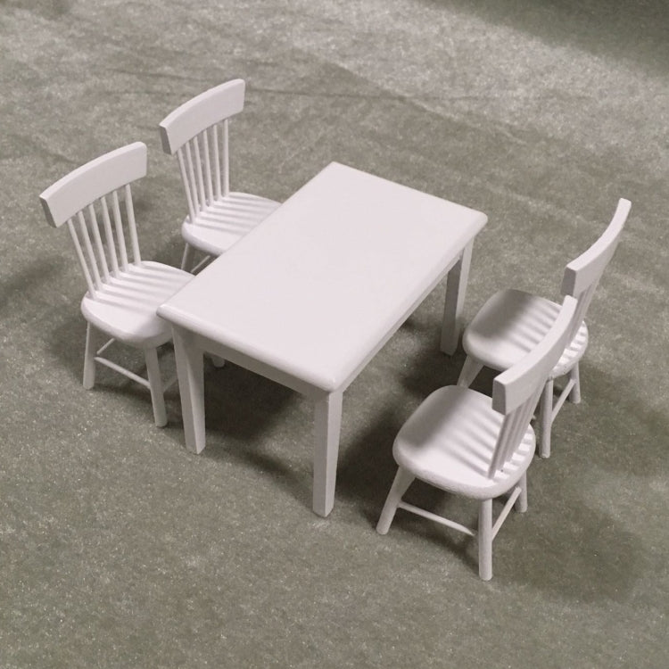 Mini dollhouse dining table and chairs set, white