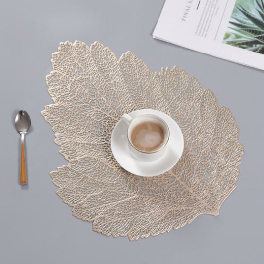Leaf PVC Heat Resistant Placemat Drink Glass Coaster, Size: 37x47cm