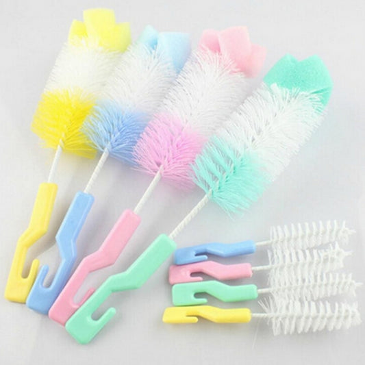 2 Sets Baby Nipple Milk Bottle Cup 360 Degree Sponge Cleaner Pacifier Brush, Random Color Delivery, Milk Bottle Cup