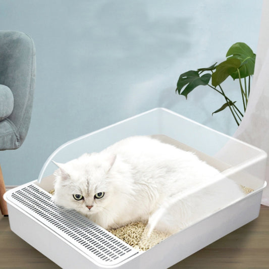 Cat Litter Box Semi-closed Square Feces Basin Pet Toilet, Small, Large, Large Pink, Large Gray