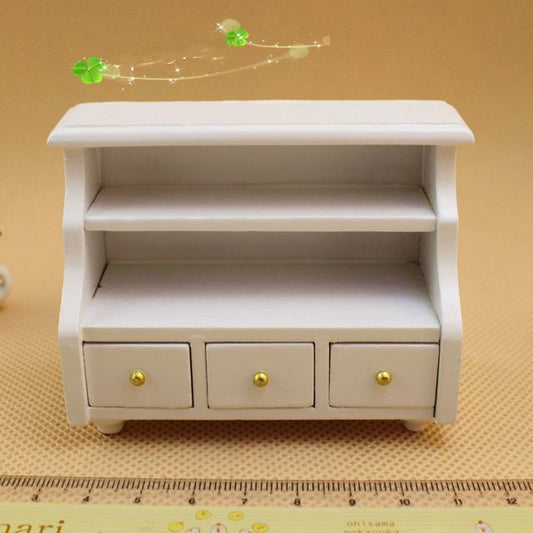 Dollhouse Mini Furniture Bathroom White Short Cabinet Towel Cabinet Model, Mini Furniture Bathroom