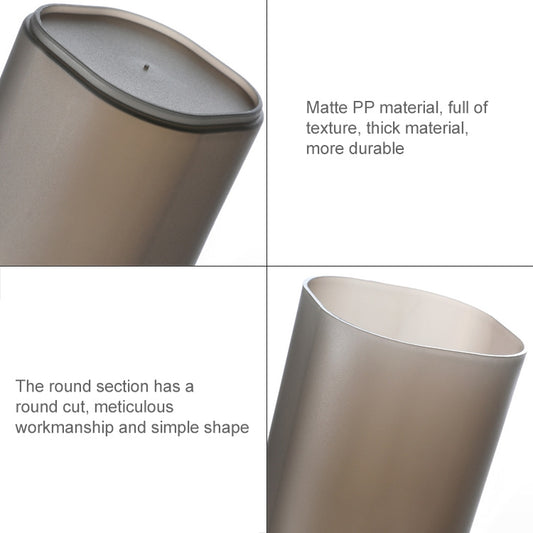 Gray cylindrical pen holder insert with smooth matte PP surface and rounded rim