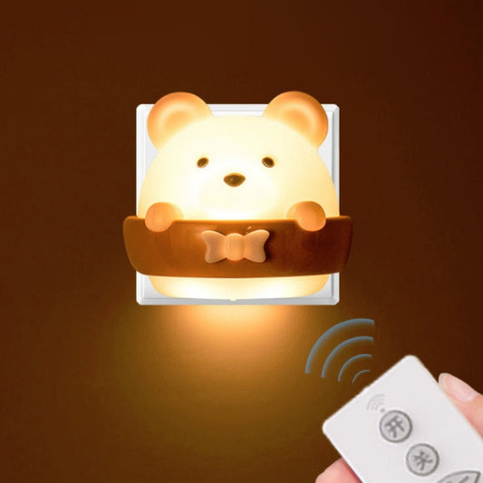 Bear-shaped night light wall lamp with remote, warm glowing face