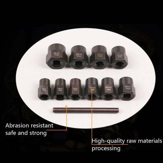 11 In 1 Damaged Nut Removal Tool Anti-Corrosion Sliding Thread Nut Extractor, 11 In 1