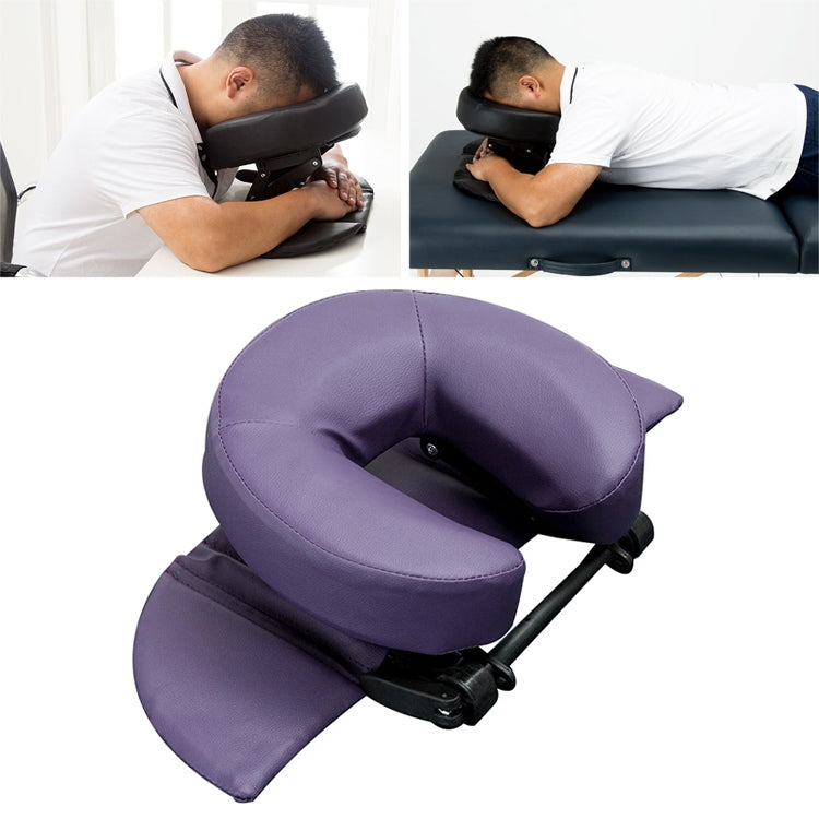 Purple adjustable headrest face pillow cushion with U-shaped head and chin support
