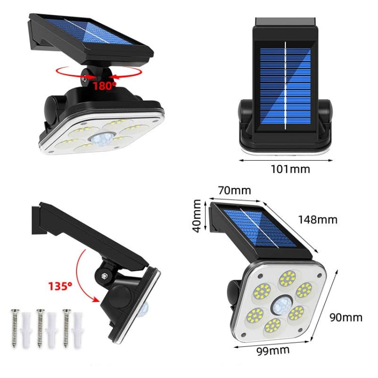 Black solar wall light with motion sensor and adjustable LED head