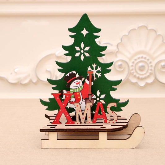 Christmas Decorations Christmas Painted Wooden Assembly DIY Sleigh Car Decoration Jigsaw Puzzle Gift, Large