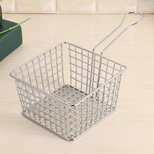 Electroplating Wrought Iron Fries Fried Basket Mini Grid Fried Food Storage Basket, Chrome, Bronze