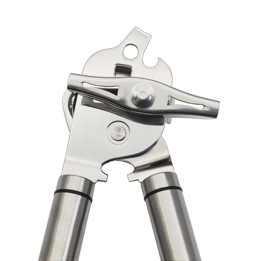 3 in 1 Thickened 304 Stainless Steel Manual Powerful Multifunctional Bottle Opener, Silver + Black Stripe