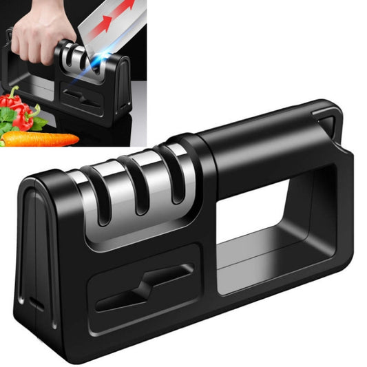 Three-Stage Kitchen Sharpener Multi-Function Kitchen Knife Scissors Sharpening Stone, Specification:Diamond Cutter Head, Color:Red, Ordinary Cutter Head Black, Diamond Cutter Head Black, Ordinary Cutter Head Red, Diamond Cutter Head Red