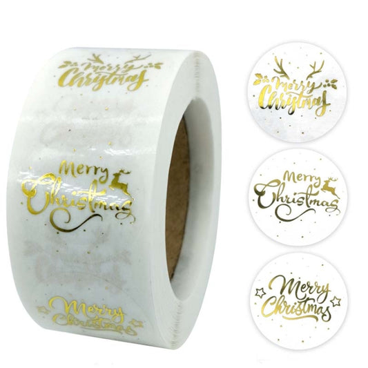 3 PCS Roll TransparentHot Gold Stickers Christmas Stickers Holiday Gift Stickers, K-21-25, K-25-25