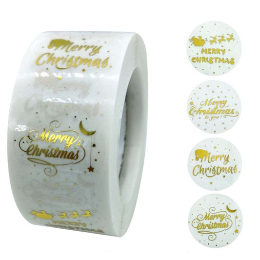 3 PCS Roll TransparentHot Gold Stickers Christmas Stickers Holiday Gift Stickers, K-21-25, K-25-25