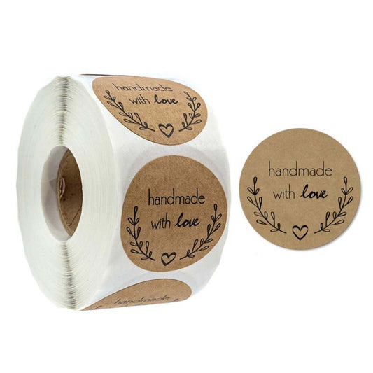 Kraft Paper Sealing Stickers Handmade Baking Labels Holiday Gift Packaging Decoration, B-05, B-06, B-07, B-08