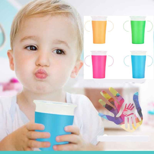 360 Degrees Rotated Baby Learning Drinking Cup With Double Handle Flip