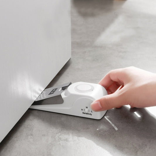 White smart door block anti-theft alarm device with sensor pad and hand contact