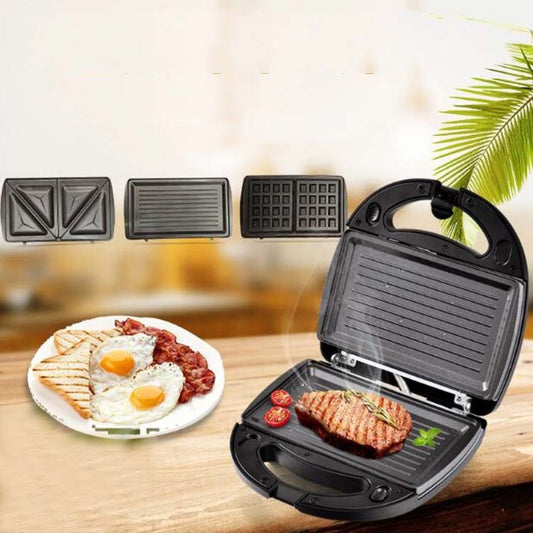 3 in 1 Sandwich Maker Multi-Function Waffle Maker Panini Breakfast Maker, EU Plug, 3 in 1 Sandwich Maker