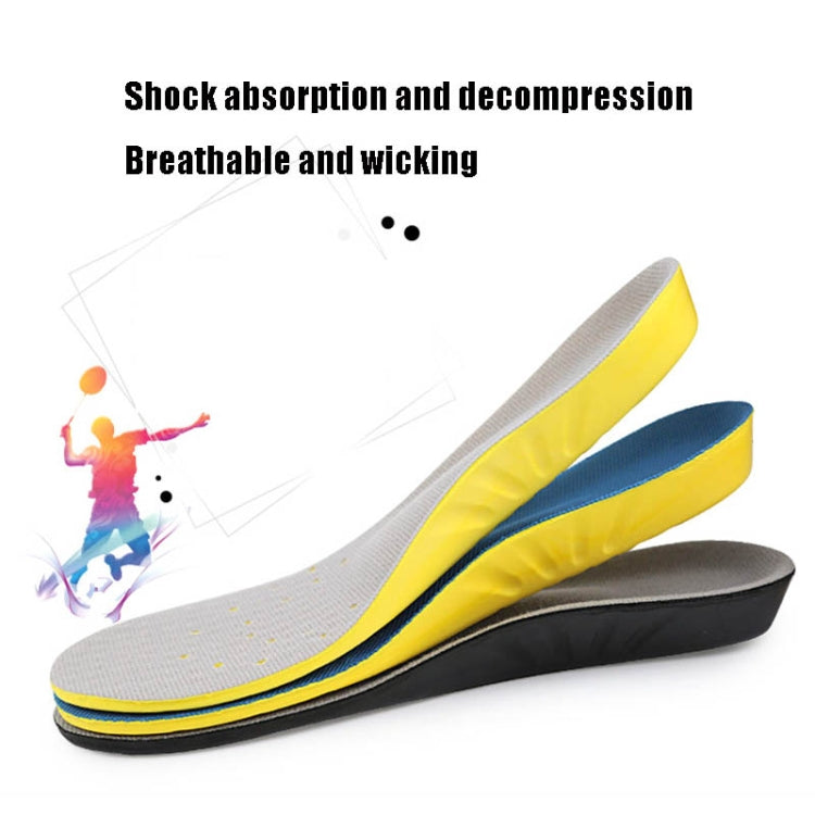 Insole set: gray perforated top with yellow edge, blue and black cushioning layers