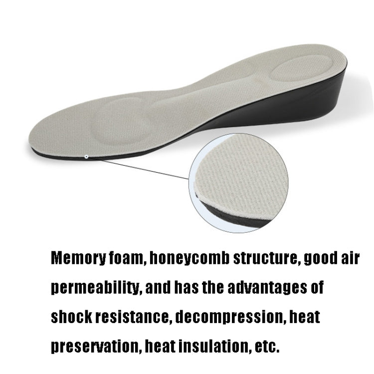 Light gray heightening shoe insole with inset texture detail and black heel