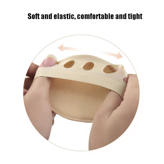 Beige invisible forefoot sock pad with five-hole toe pattern