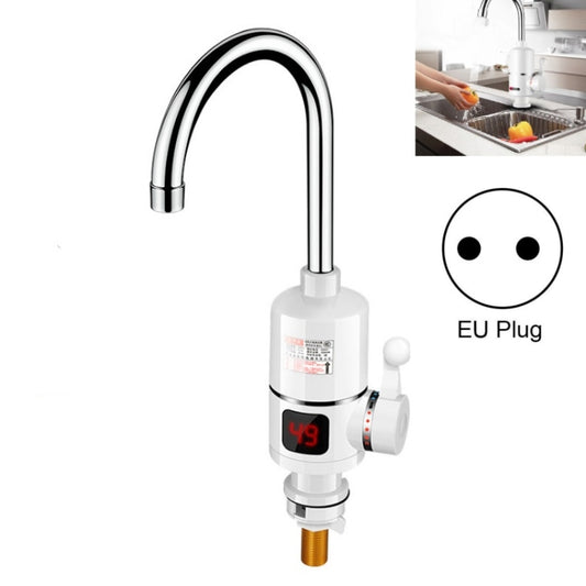 Kitchen Instant Electric Hot Water Faucet EU Plug, Lamp Display Big Elbow, Digital Display Big Elbow