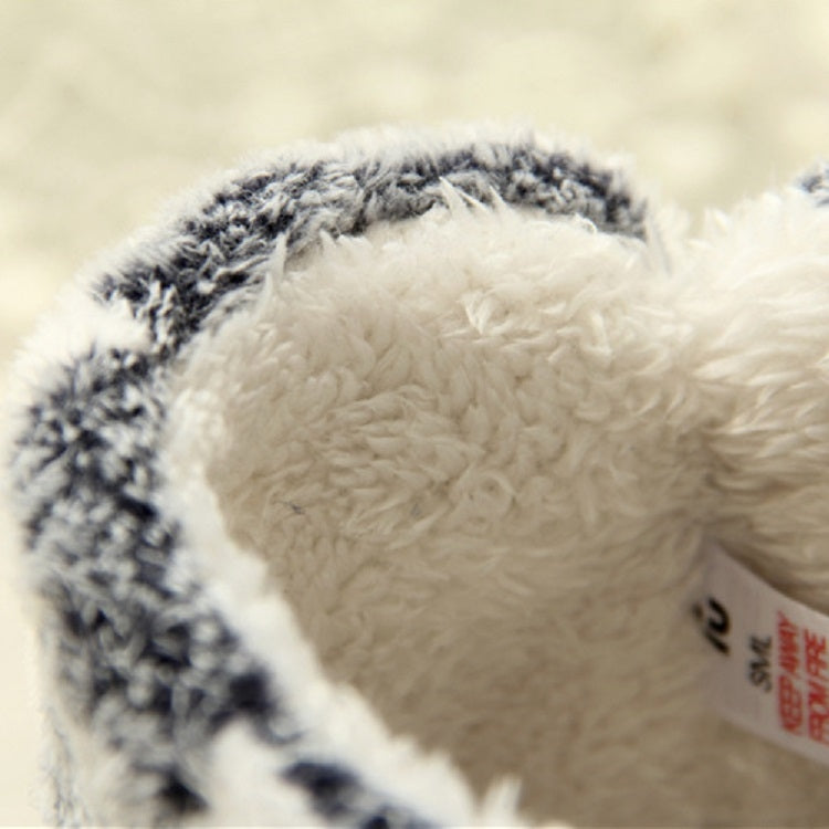 Fuzzy slipper interior with cream plush lining and dark blue outer