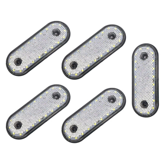 Universal LED truck side marker lights set of five, clear lenses with white LED dots