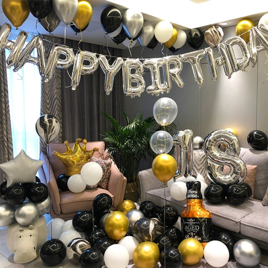 Happy Birthday Girl Boy Aluminum Film Balloon Scene Decoration Set Background Wall Decoration Adult Party Decoration Supplies