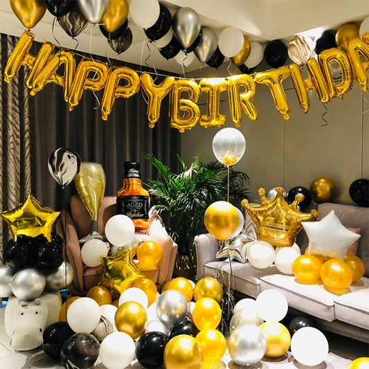 Happy Birthday Girl Boy Aluminum Film Balloon Scene Decoration Set Background Wall Decoration Adult Party Decoration Supplies