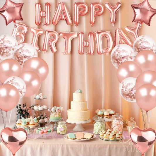 Rose Gold Balloon Decoration Set Birthday Party Decoration Supplies Party Decoration, Rose Gold Balloon Decoration Set
