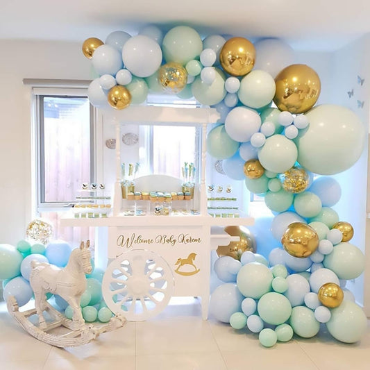 Macaron Green And Blue Balloon Chain Package Birthday Wedding Party Background Wall Decoration Balloon Combination, Macaron Decoration Balloon Combination