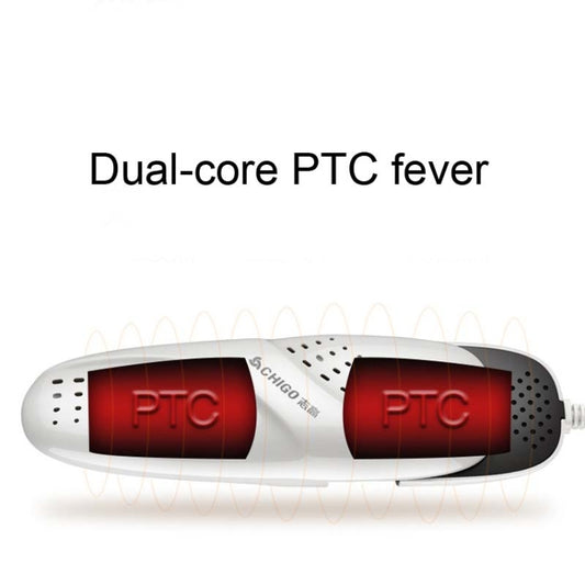 Shoe dryer, white device with dual-core PTC heat element illustration