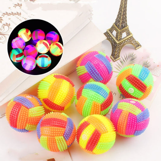 Assorted rainbow luminous spiky massage balls with bumpy texture, various colors