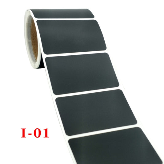 Chalkboard label sticker strip with dark gray rectangles, I-01 option