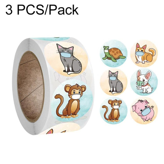 Reward sticker roll with cute cartoon cats and dogs, assorted animal designs
