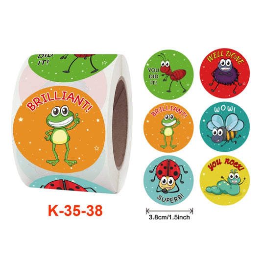 Children reward sticker label set: roll and round cartoon reward stickers, K-35-38