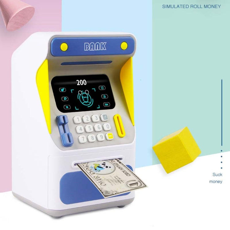 Simulation Face Recognition ATM Cash Deposit Box Simulation Password Automatic Rolling Money Safe Deposit Box, Orange (Battery Version), Blue (Battery Version), Orange (Charging Version), Blue (Charging Version)