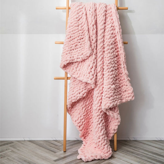 Handmade Thick Wool Knitted Blanket Sofa Chenille Stick Knitted Blanket, 80 x 100 CM, 130 x 160 CM