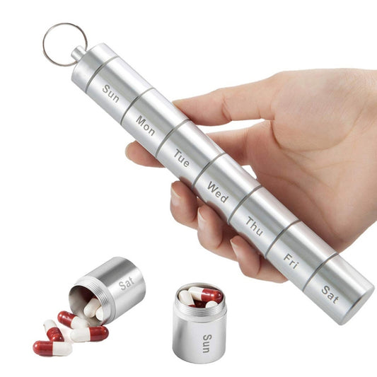 Sealed Waterproof 7 Days Split Aluminum Alloy Metal Pill Box, Pill Box