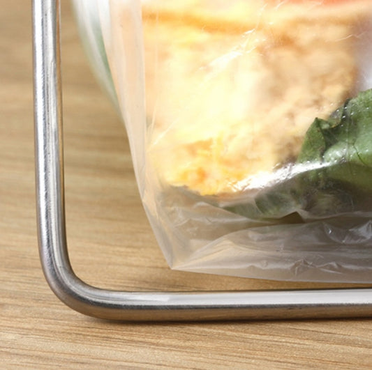 Stainless Steel Kitchen Foldable Storage Rack Plastic Bag Towel Trash Can Holder, Trash Can Holder