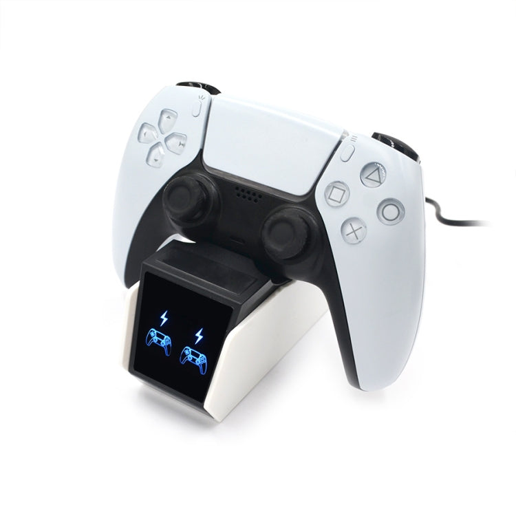 Dual game controller contact charger dock holding a game controller