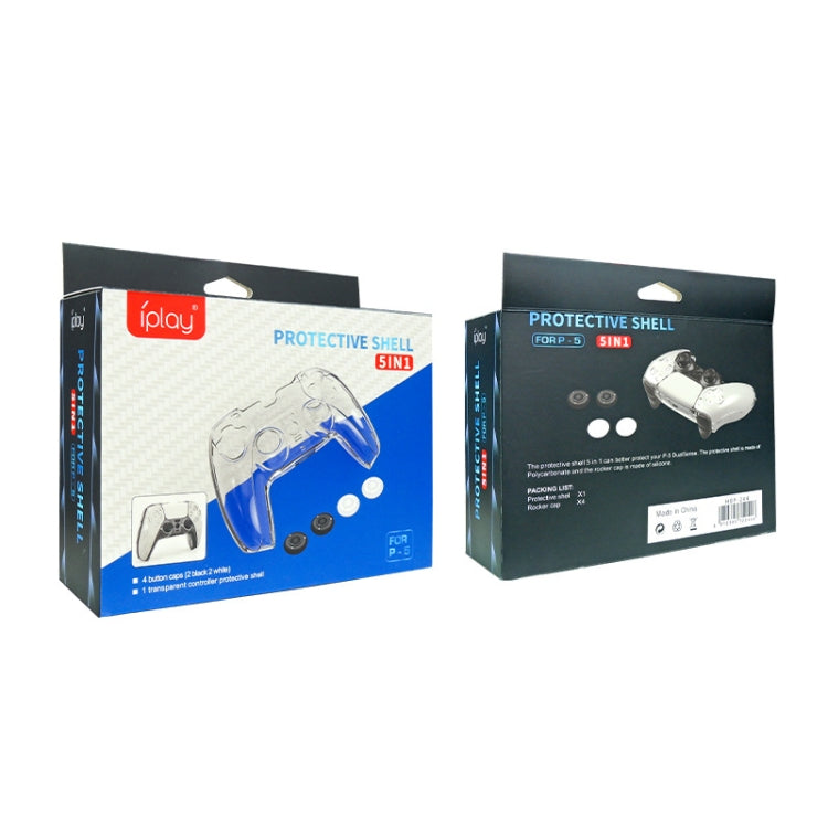 Retail packaging for protective shell cover for PS5 controller, blue transparent design